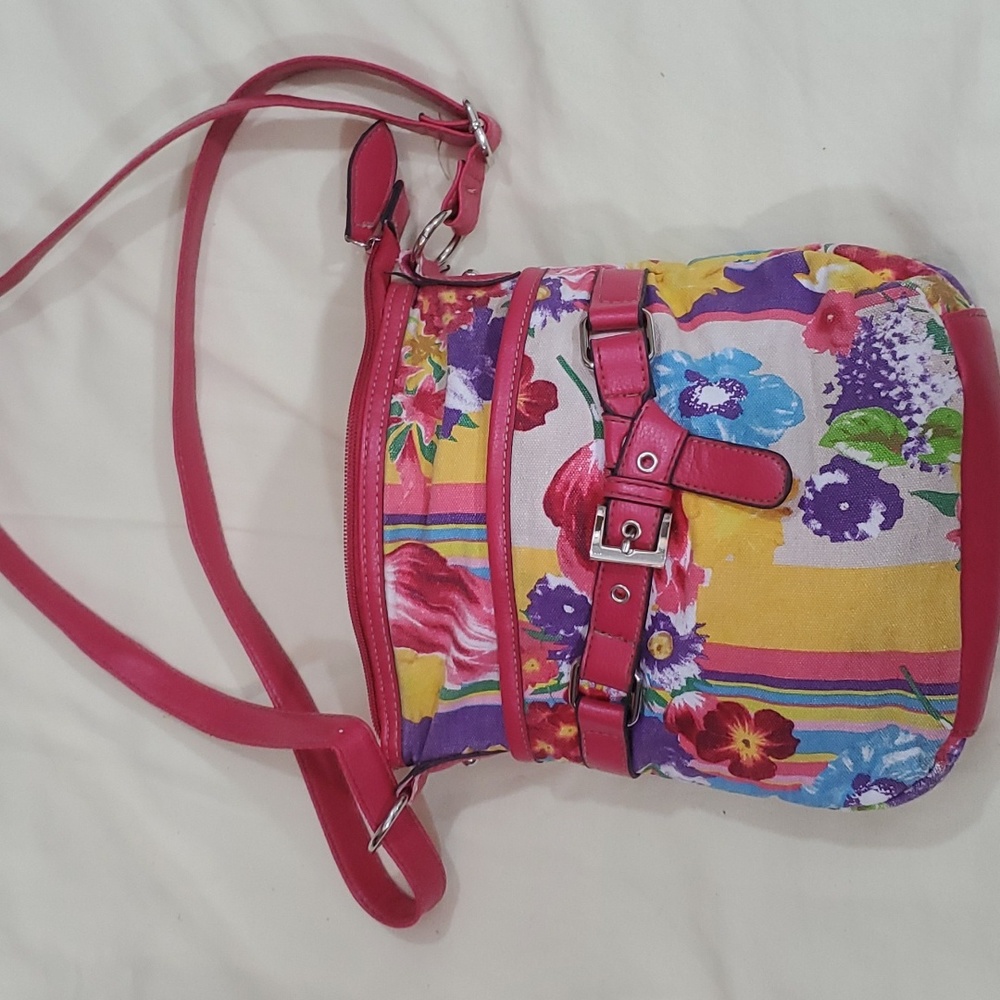 CROFT & BARROW Fabric Crossbody Handbag Purse-Pop Floral Pattern, Multi-pockets